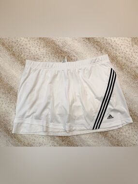 adidas White Skort with Black Triple Side Stripes
